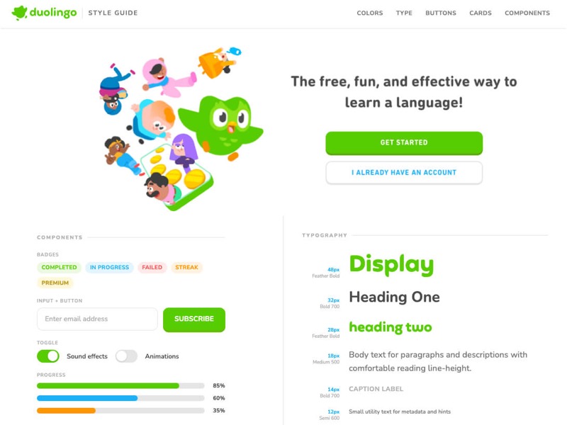 Duolingo Styleguide preview