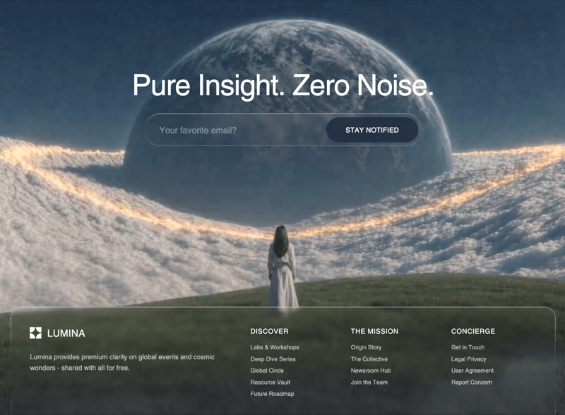 Lumina &mdash; Footer Section website build-prompt