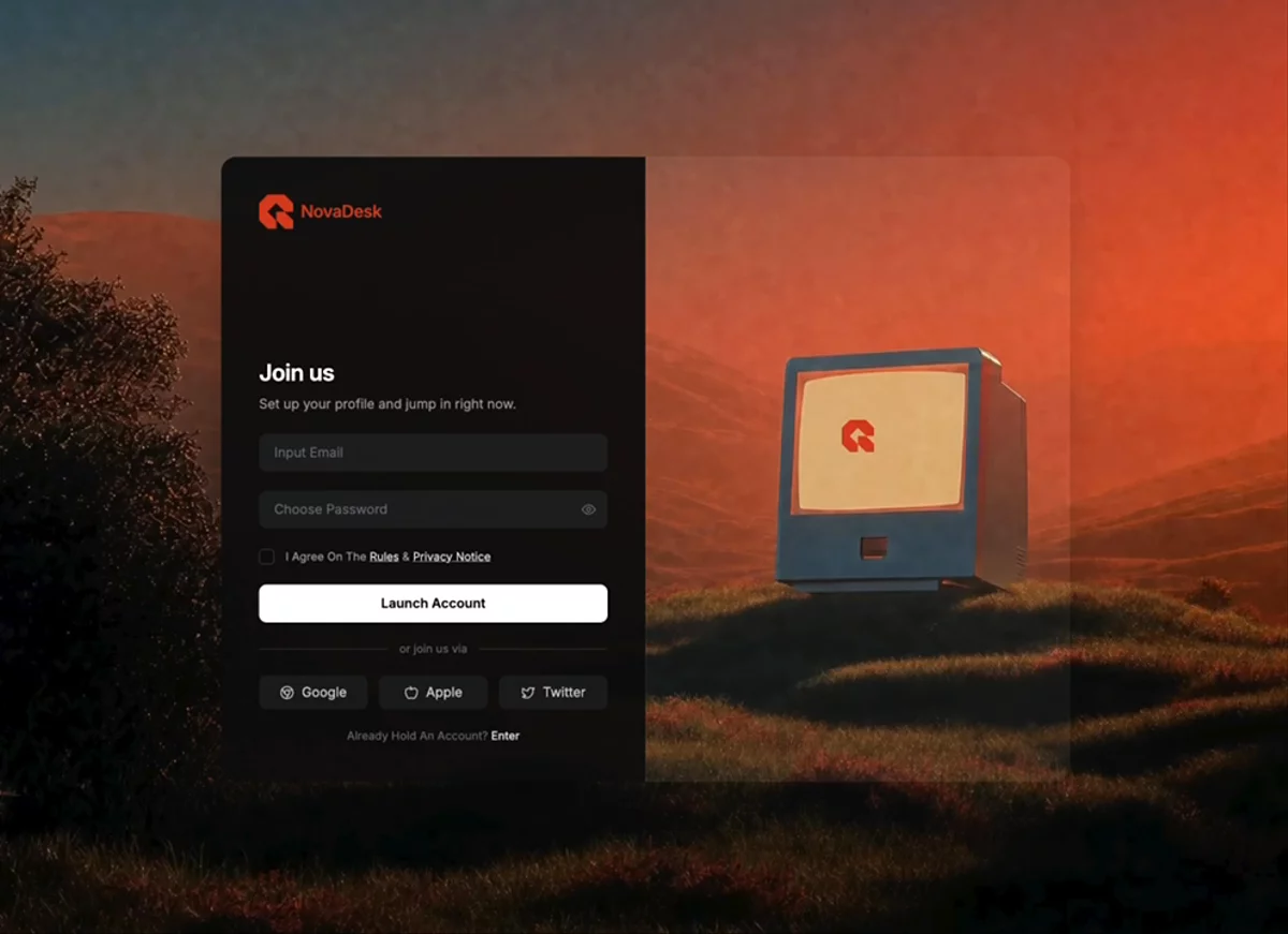 NovaDesk Signup preview