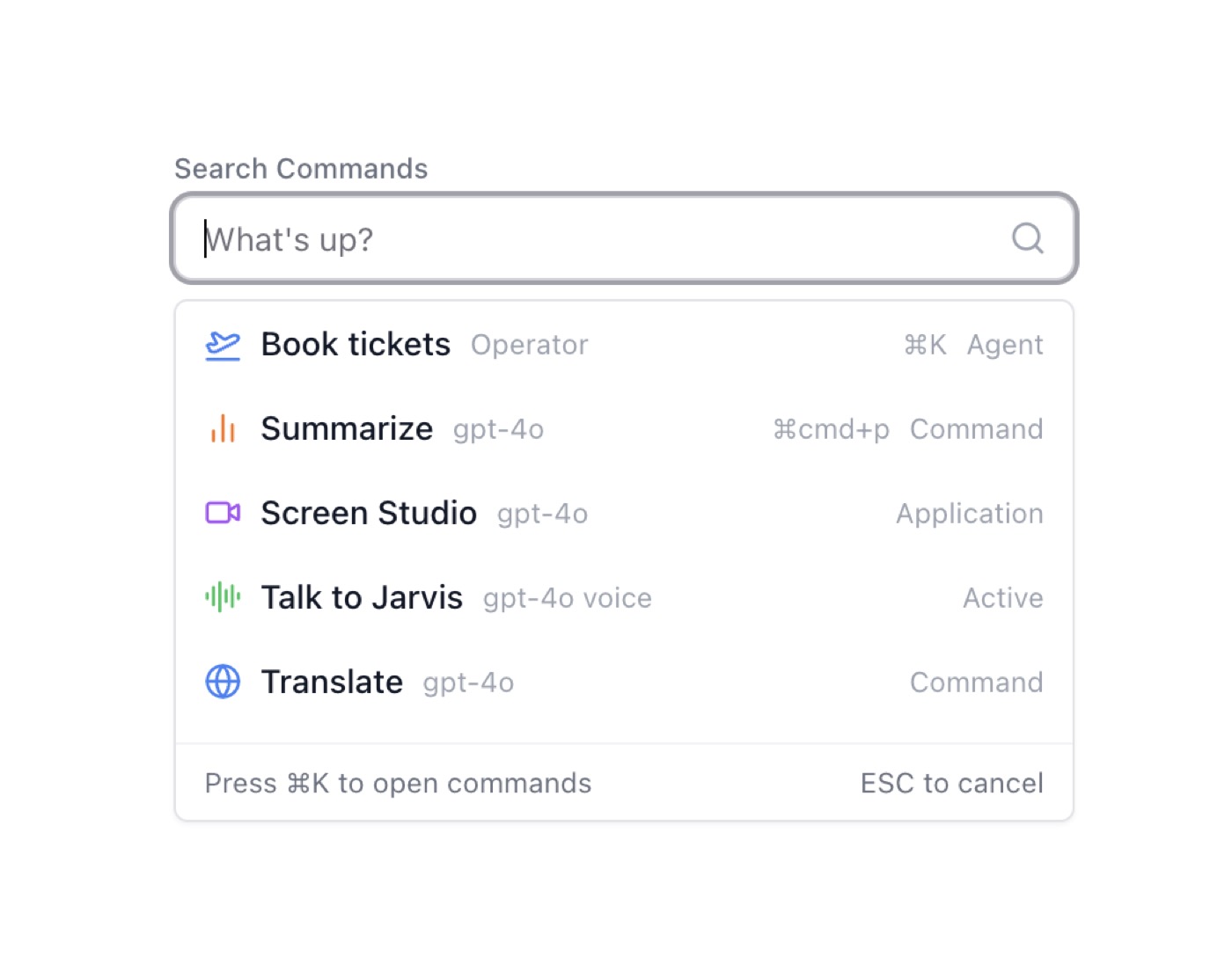 Action Search Bar preview