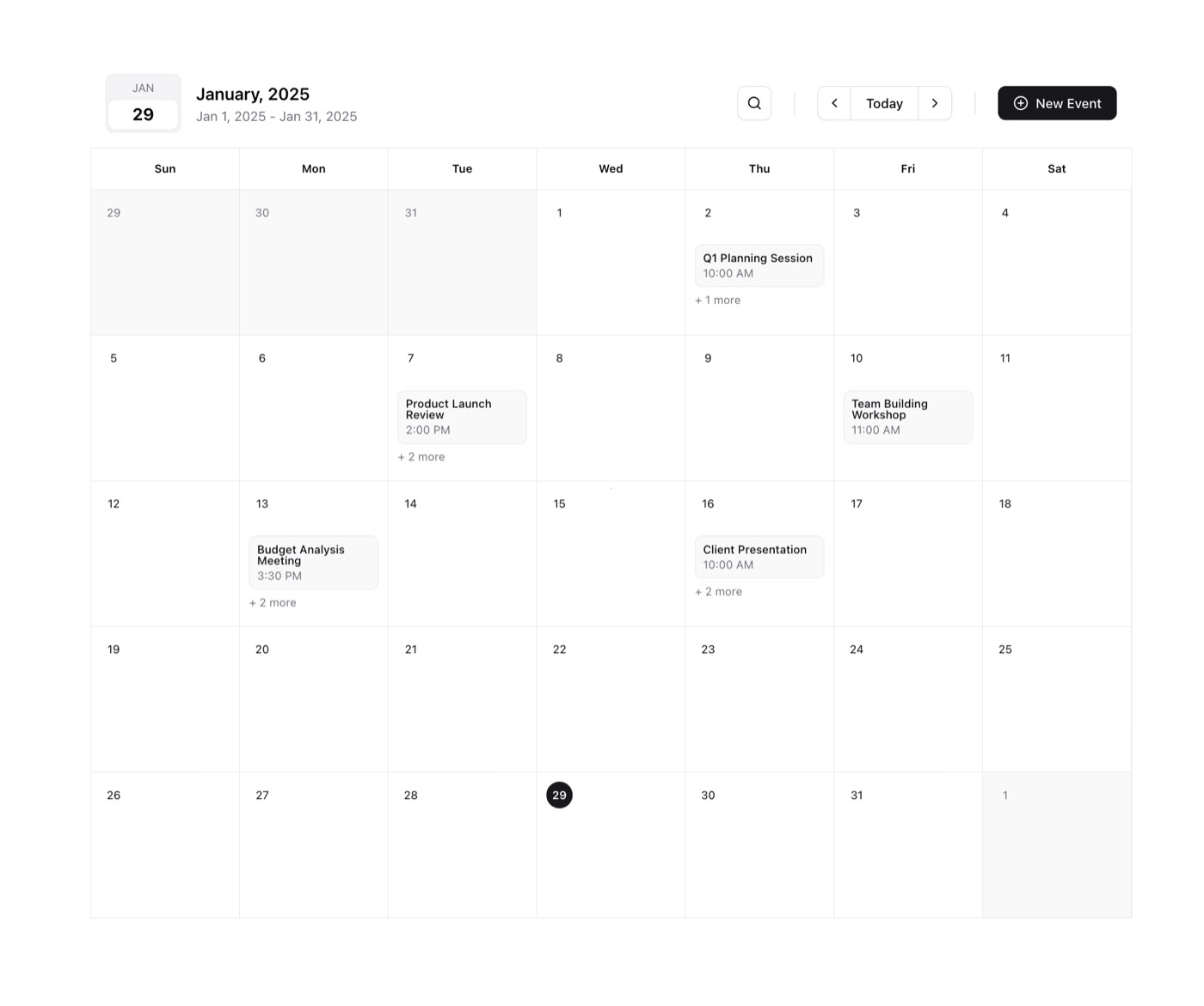 Fullscreen Calendar preview