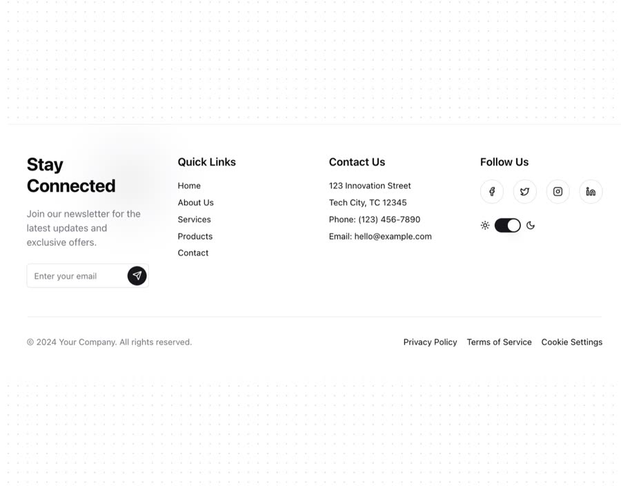 Footer section preview