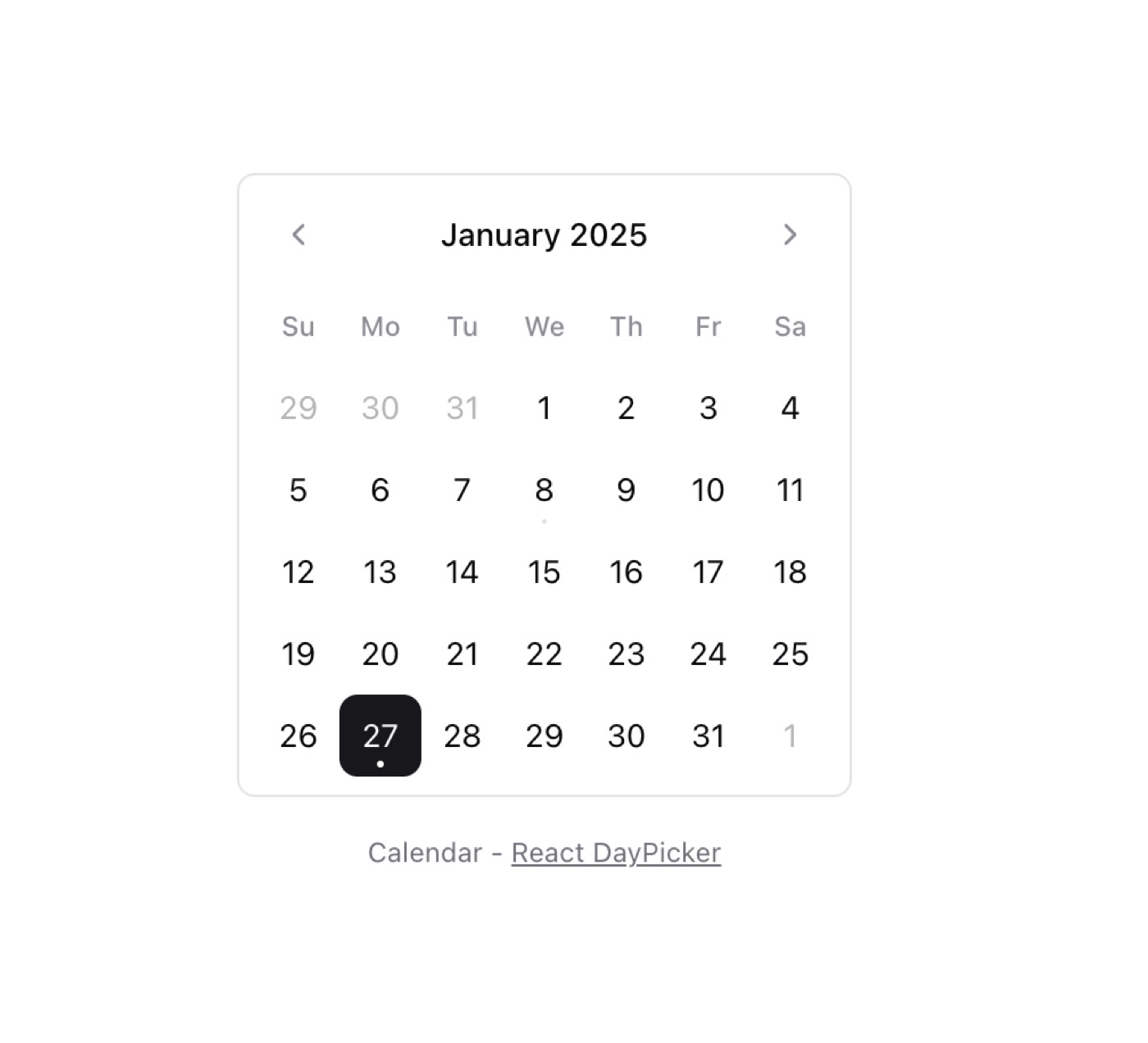 Calendar [React Day Picker] preview